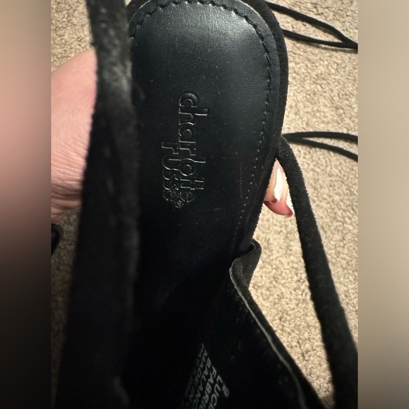 Charlotte Russe Black open toe ankle lace heels size 9 - Picture 9 of 13